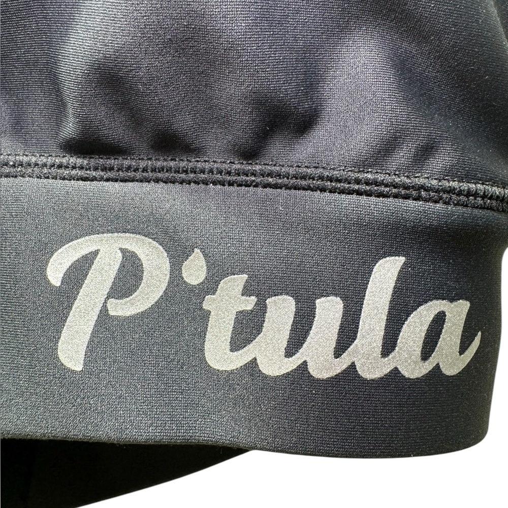 P’tula womens black sports bra, white logo, cross back in Medium with hook & eye - Picture 10 of 13
